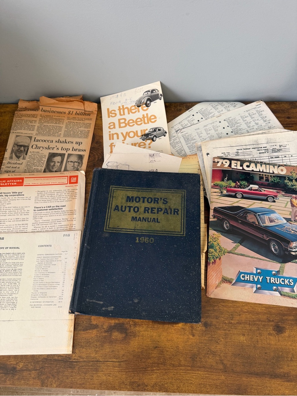 Vintage Automotive Ephemera Lot 1960 Motor’s Manual El Camino VW Beetle GM